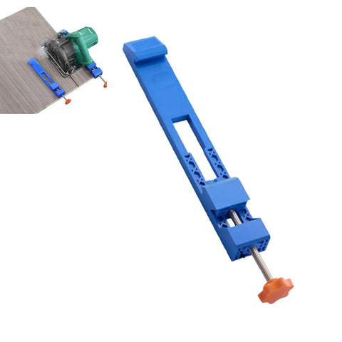 Edge Guide Positioner for electric circular saw milling on stone, showing adjustable base clamp for 4 to 6 inch saws