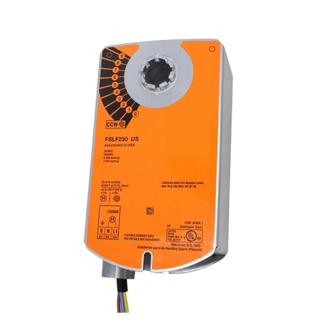Heavy Duty Damper Actuator Driver Air Valve Replacement Unit For Industrial Machines And Automation Gear Featuring Plug And Play Setup And Zero Sweat Install, FSLF230 model with orange casing.