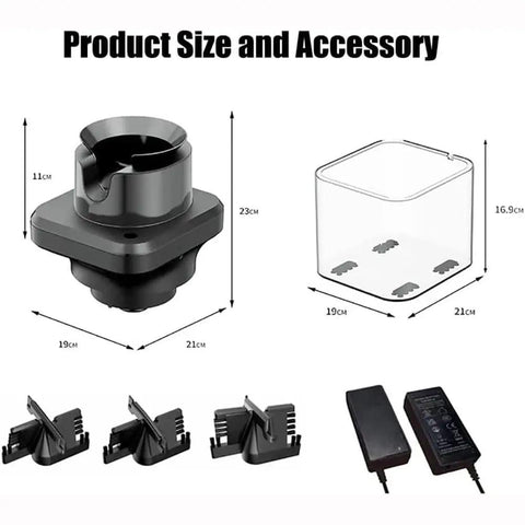 Hella Fast Cleanup With This Electric Coffee Portafilter Cleaner That Blows Out Old Puck In Five Seconds Flat, accessory dimensions, includes nylon brushes.