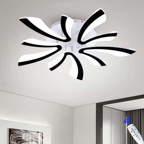 Chandelier Modern Ceiling Light With Remote Control, Dimmable Acrylic LED Semi Flush Mount Ceiling Lamp in black and white design