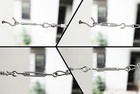 M4 Turnbuckle Wire Rope Tensioner Set With Eye And Hook, Stainless Steel 304, Adjustable From 3.74 To 5.75 Inches, Removable Screw, 6 Pack