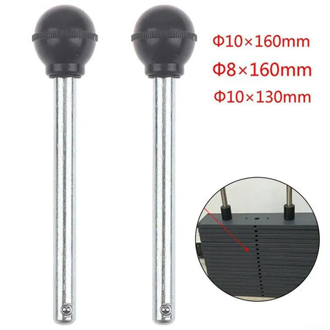 Two Pack Weight Stack Pins For Gym Machines Heavy Duty Metal And Plastic Pin Set and diagram showing use with fitness equipment