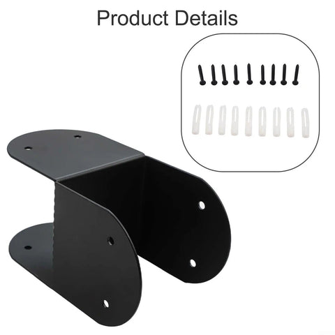 Heavy Duty Black Steel Post Cap Bracket For 4x4 Wood Posts showing mounting holes and additional hardware.