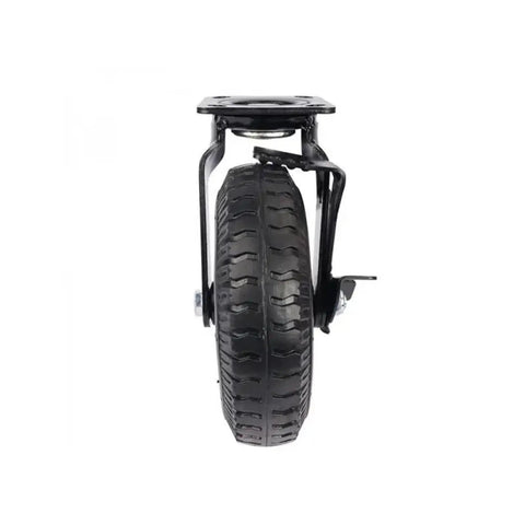 Tough As Nails 8 Inch Pneumatic Rubber Caster Wheel With Side Brake Stem Mount, featuring thick tire and sturdy mounting base.