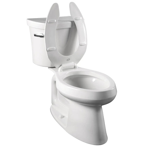 Commercial Open Front Plastic Toilet Seat Built For Busy High Traffic Heavy Use Restrooms Heavy Duty Round White Snap Fastening With STA TITE