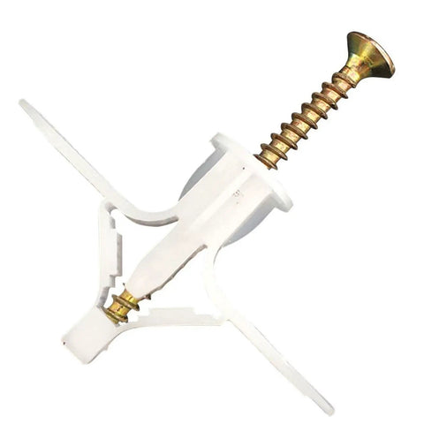Drywall Anchor Kit With Self Anchors And Screws Assorted Wall Plugs Metal Combo For Thin Walls Rust Resistant Heavy Duty Hold Easy Install Anti Rotation Design For Secure Mounting And Long Lasting Strength white drywall anchor with screw
