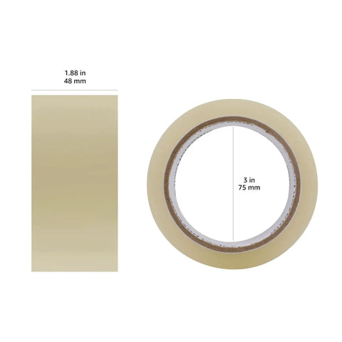 Heavy Duty Clear Packing Tape 12 Pack Strong Acrylic Adhesive For Shipping Moving And Packaging 1.8 Mil Thick 72 Yard Rolls on a roll.