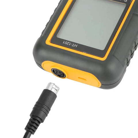 Handheld Vibration Meter With Vibrometer Analyzer, Dual Temperature Readout Celsius Or Fahrenheit, Piezoelectric Accelerometer Transducer, Converts Vibration Into Electrical Signal, Shows Speed, Acceleration, And Displacement For Pro Maintenance, black and yellow