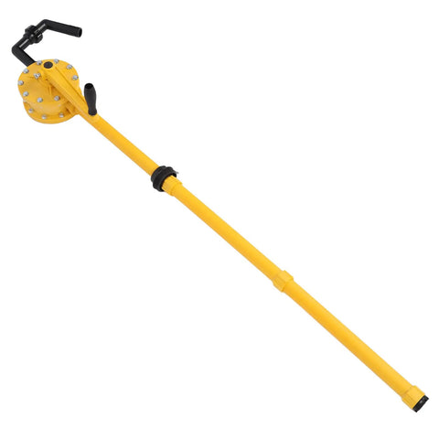 Thonlai Heavy Duty Manual Drum Hand Pump For 5 To 55 Gallon Barrels, yellow design with handle for fluid transfer.