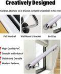 White PVC Deck Railing 13.8 Feet Long Weatherproof Banister Non Slip Balcony Handrail with stainless steel bracket