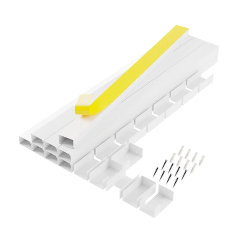 126 Inch Cable Raceway Kit White Paintable Wall Mount Cord Concealer for TV Cables Baby and Pet Proof with accessories and screws