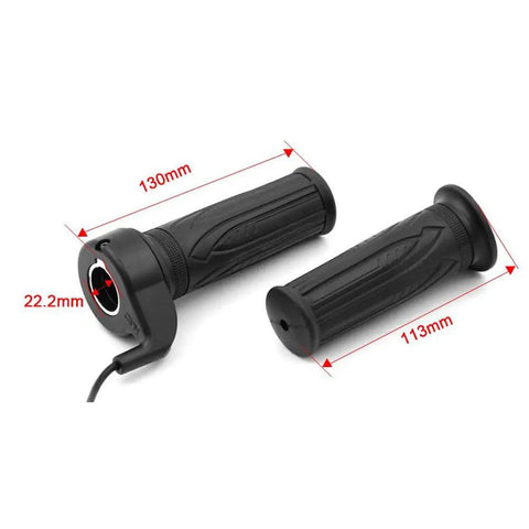 Electric Dirt Bike Full Twist Throttle Grip For G300 Pro, Universal 12V To 72V Ebike Fit, Black, ergonomic design, 130mm and 113mm length.