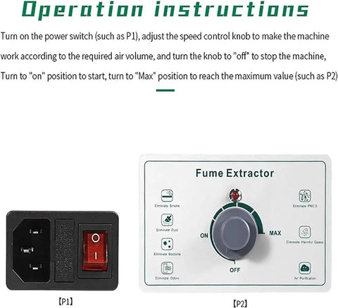 Control panel of Moveable Welding Fume Extractor For Desktop Use Dual Port Smoke Remover 3 Stage Purifier Filtration 200W Max Power