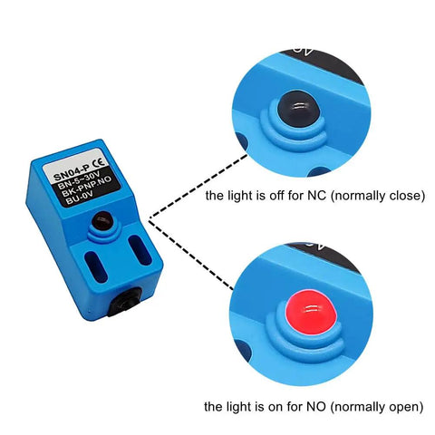 Square Inductive Proximity Sensor SN04P Normally Open PNP NO Switch 4mm Detection Range 5 to 30V DC 300mA Blue 4 Pack