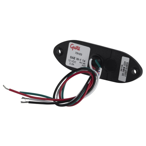 Rugged As Nails Surface Mount LED Directional Warning Light Ultra Low Profile Amber 3 Diode High Intensity Built Tough With Die Cast Aluminum Base For Heavy Duty Work Fleets with wires visible.