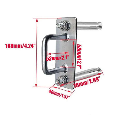 2Pack Heavy Duty Steel Door Security Bar Holders Locking Brackets Barricade with dimensions 108mm length and 53mm width.