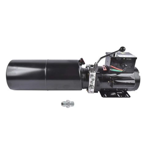 Single Acting Hydraulic Power Unit With 110V Plug And Go Motor And 2.2KW Smooth Operator, black steel reservoir with solenoid control.