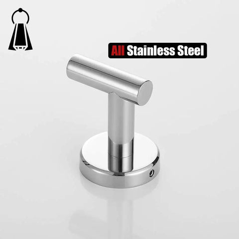 Chrome Bathroom Towel Hook Set Heavy Duty 304 Stainless Steel Wall Mounted Coat Robe Hooks For Bathroom Kitchen Garage Rust Resistant Polished Finish Easy Install Pack Of 4 TH100-CH-P4, single hook close-up