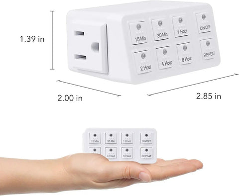 Indoor Countdown Timer With Repeat Function For Home Use, Heavy Duty 3 Prong Grounded Outlet displayed on a hand