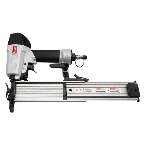 Top Shelf 18 Gauge Pneumatic Brad Nailer And Crown Stapler Combo Lightweight Air Powered Finish Tool side view on a white backdrop.