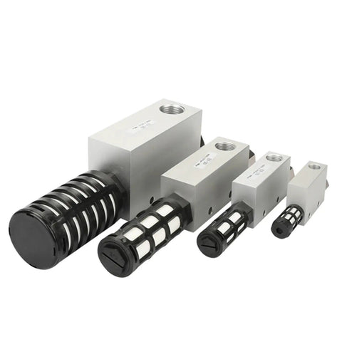 Rock Solid Vacuum Ejector Generator With Pneumatic Air Exhaust And Negative Pressure Control Valve In The CV 10 15 20 Series, 25mm width