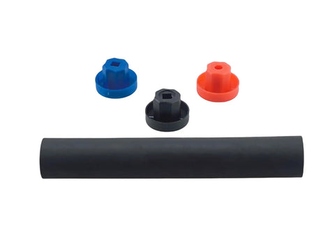Six Inch Oil Burner Coupling Kit Fits Beckett Wayne Carlin Pumps And Motors With D Drive Ends Five Sixteenth Inch Pump End And One Half Inch Motor End No Set Screws For A And B Series Pumps NX AF AFG Burners, black coupler and colored ends