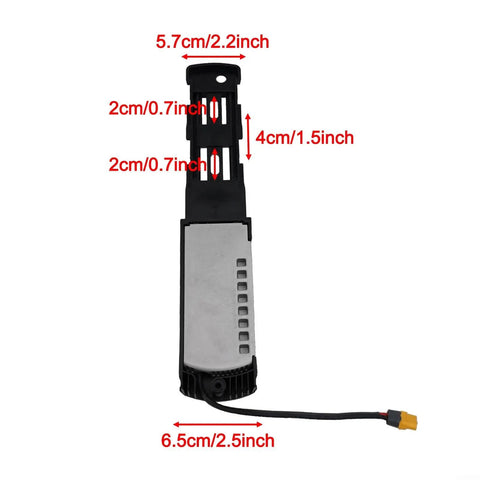 Battery Mount Bracket For E Bike 5 Pin Connector Heavy Duty Electric Bicycle Battery Holder dimensions and connector view.