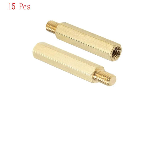 Gold Brass M4 Hex Standoff Spacers 41mm Total Length Male to Female Threaded Pillars Pack of 15 for Drones Quadcopters PCBs and Computer Projects for Hobbyist RC Drones Hobby Electronics and Maker Projects, 15 brass spacers