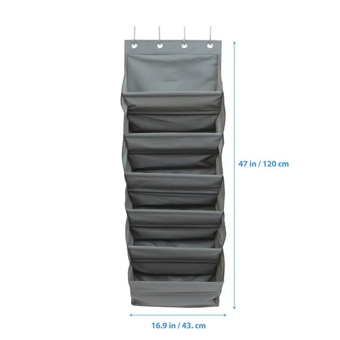 Straight Up Game Changer Over The Door Shoe Rack With Six Roomy Pockets To Keep Your Entryway Sleek, gray, 47 in / 120 cm height, 16.9 in / 43 cm width.