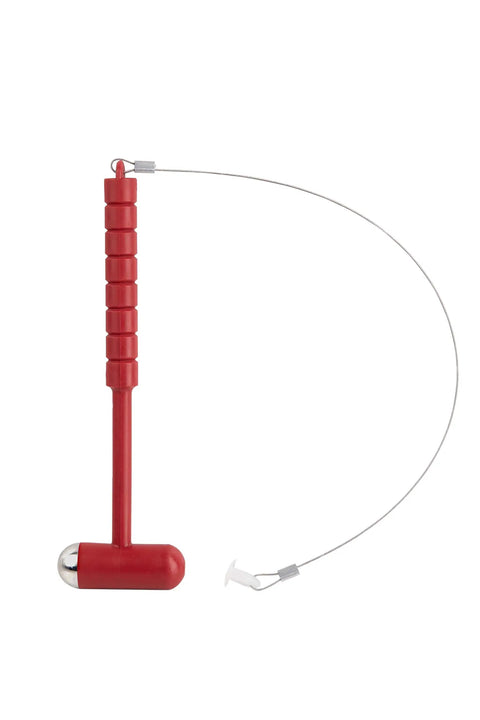 Red hammer attachment for Heavy Duty Outdoor Fire Extinguisher Cabinet Hangs Tough Against Sun And Rain Lock Box.