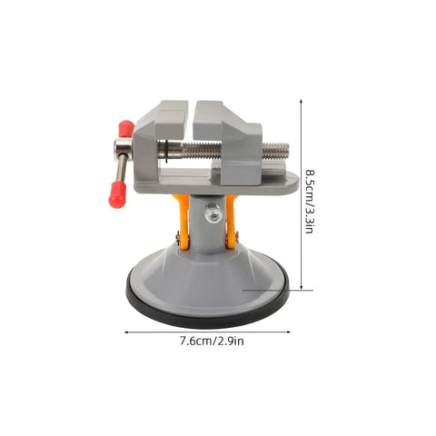 Front view of Rotating Small Bench Vise With Swivel Base Heavy Duty Clamp For Woodworking And Welding Table Use Handy Portable Clamp On Vise