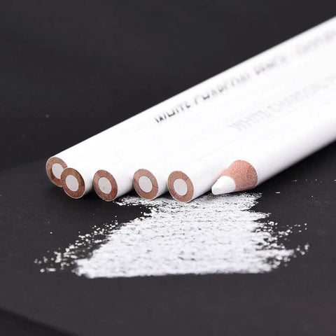 Two White Sketch Charcoal Pencils Set High Quality Wooden Charcoal Pencils For Artists on dark paper with white shading
