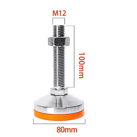 Bulletproof M12 And M16 Carbon Steel Leveling Screw Legs, 100mm height and 80mm base, ideal for heavy duty equipment racks.