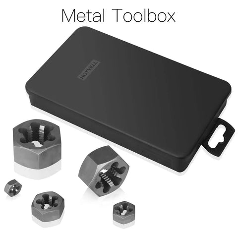 Rethreading Hex Pipe Die Set 10 Pc UNC Right Hand Hex Die Kit With High Carbon Steel In Metal Case