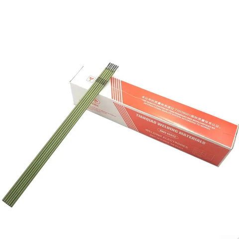 Heavy Duty Stainless Steel Welding Rods E309L-16 Low Spatter Electrodes For Cladding Carbon To Stainless Metal DC Power Compatible 4.0 Mm Diameter Length in a box with welding rods.
