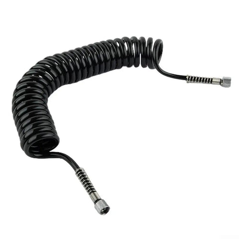 Kickass Flexible PU Coil Hose Built For Pro Airbrush Sessions With No Sweat Leak Resistant Connectors And Secure Clamps For Super Smooth Air Flow On Cool Jobs Without Drips Keeping Gear In Prime Daily. black 3m PU coil airbrush hose with metal connectors