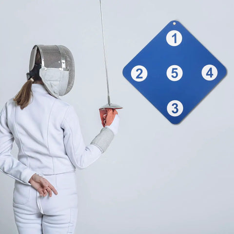 Fencer practicing with 13 Inch Rubber Fencing Target For Saber Foil And Epee Training Self Practice Indoor Outdoor Use Thick Durable Rubber