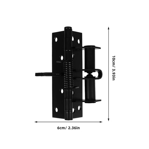 2 Pack Self Closing Door Closer Hinges With 90 Degree Rotation Adjustable Tension Zinc Alloy Spring Hinges, black, side view