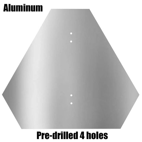 Back view of Heavy Duty Aluminum Slow Moving Vehicle Triangle Sign With Reflective Surface For Golf Carts, Farm Tractors, Trailers And Outdoor Use, 15.6 x 13.6 Inches, 40 Mil Thick, Rust Free And Highly Visible At Night showing 4 pre-drilled holes