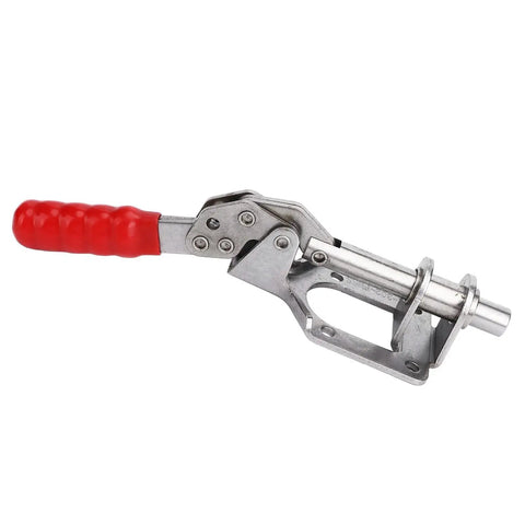 Beefy Stainless Steel Toggle Clamp With 136Kg Clamping Force And 180 Degree Handle, shown in side profile view.