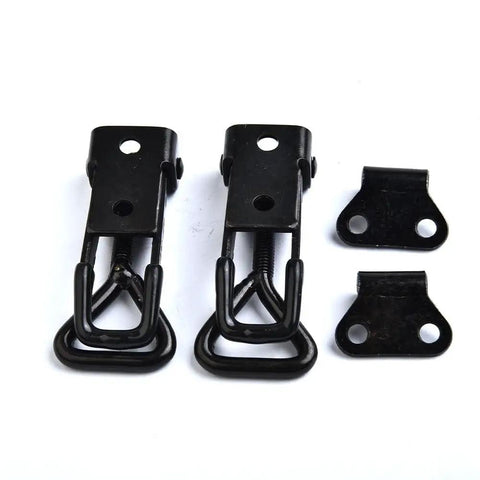 Beefy Steel Toggle Latch Hasp 220lbs Heavy Duty Lock for tool box cabinet doors with black finish, 90mm adjustable tension