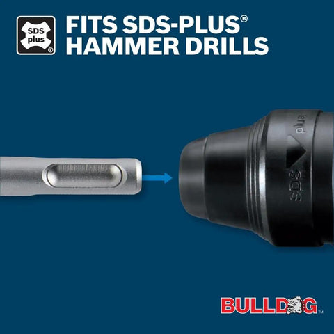 Fits SDS-Plus hammer drills connector for 6 Piece SDS-Plus Bulldog Rotary Hammer Bit Set With Flat And Point Chisels, Built Tough Premium Carbide Tips