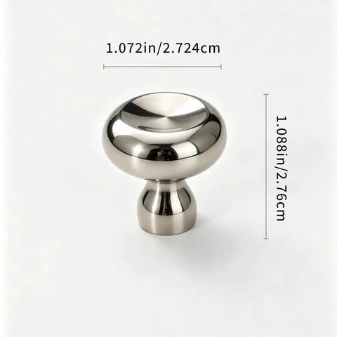 Titanium Silver Round Dome Cabinet Knobs 1.07 Inch Polished Chrome Zinc Alloy Drawer Pulls Single Hole Modern Hardware