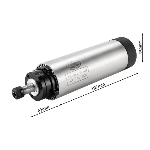 All-In-One 1.5KW Air Cooled Pro Grade CNC Spindle Kit With 110V VFD 65mm Clamp Mount ER11 Collets 1mm To 7mm motor view