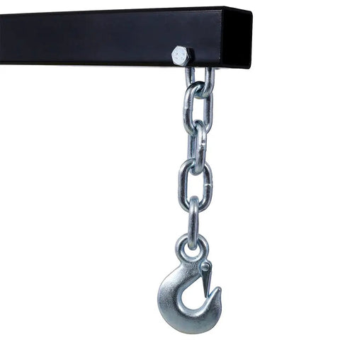 Heavy Duty 2 Ton Hydraulic Engine Hoist Folding Cherry Picker chain with hook detail, designed for lifting applications.