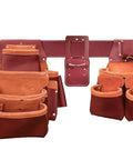Pro Framer 7 Pouch Tool Belt Set For Carpenters And General Contractors Medium Leather Ranger Style Belt With 2 Inch Tongue