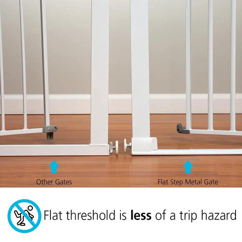 Flat Step Pressure Mounted Baby Gate For Doorways With Door, Easy No Drill Install, Pet Friendly Design, side view comparison
