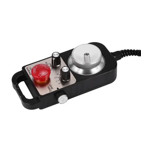 Pendant Handwheel With E Stop Button For DDCS V3 1 Motion Controller In Router Milling Machines, black and silver with red E-stop