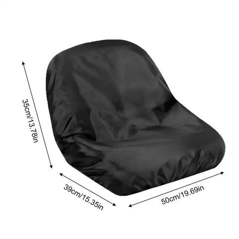 Universal Lawn Mower Seat Cover Built Tough For Cushioned Wear Protection And All Weather Defense on black seat with dimensions