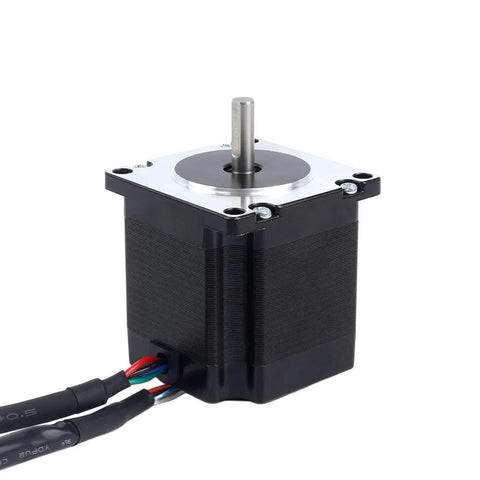 Compact closed loop stepper motor with encoder for precise motion control, featuring high torque in a space-saving design.
